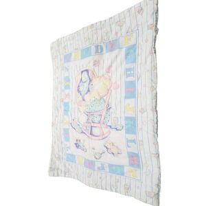Cuddle Time Baby Quilt Blanket Alphabet ABC Teddy Bear Train Rocking Chair VTG